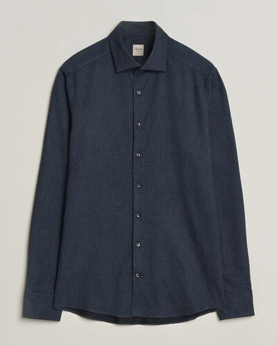 Stenströms Slimline Flannel Shirt Navy