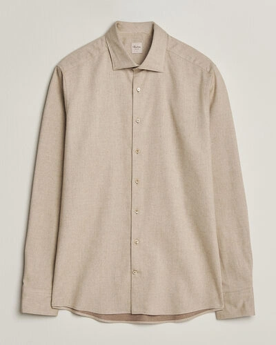 Stenströms Slimline Flannel Shirt Beige