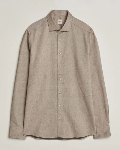 Stenströms Slimline Flannel Shirt Light Brown