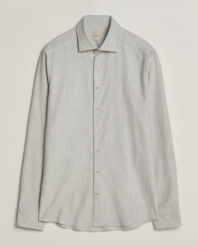 Stenströms Slimline Flannel Shirt Light Grey