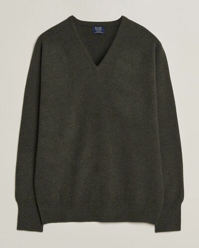 William Lockie Rob Lambswool V-Neck Seaweed