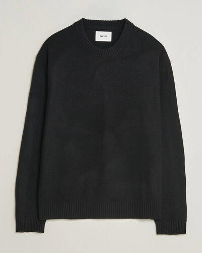 NN07 Russel Wool/Cotton Knitted Sweater Black