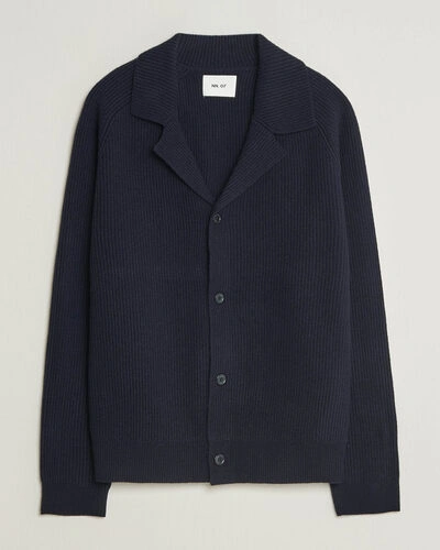 NN07 Shane Wool Knitted Cardigan Navy Blue