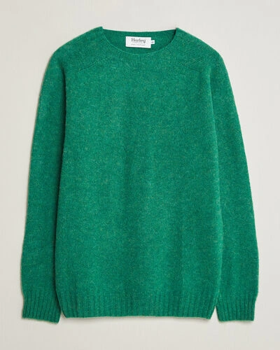 Harley Of Scotland Brushed Supersoft Lambswool Crewneck Evergreen