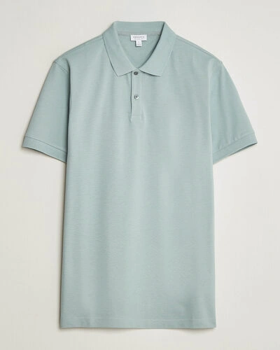 Sunspel Short Sleeve Pique Polo Light Green