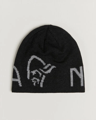Norrøna Mid Merino Wool Logo Beanie Caviar Melange