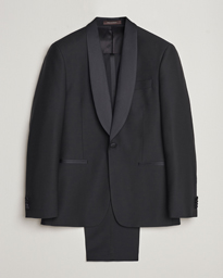 Figaro/Denz Straight Wool Tuxedo Suit Black