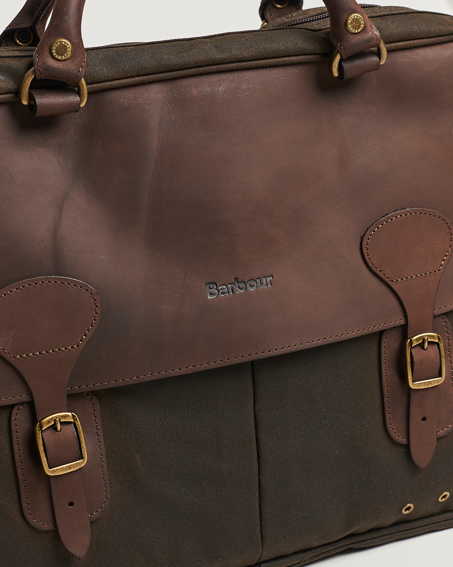 Herr | Väskor | Barbour Lifestyle | Wax Leather Briefcase Olive