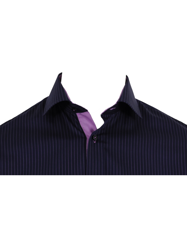 Herr | Skjortor | Oscar of Sweden | Skjorta Slim Fit Marin Botten Lila Rand L