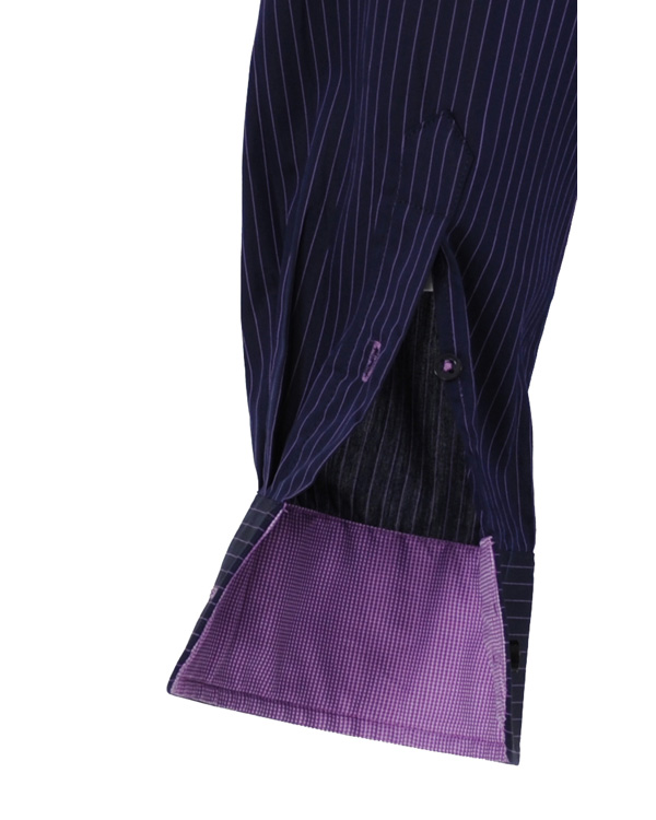 Herr | Skjortor | Oscar of Sweden | Skjorta Slim Fit Marin Botten Lila Rand L