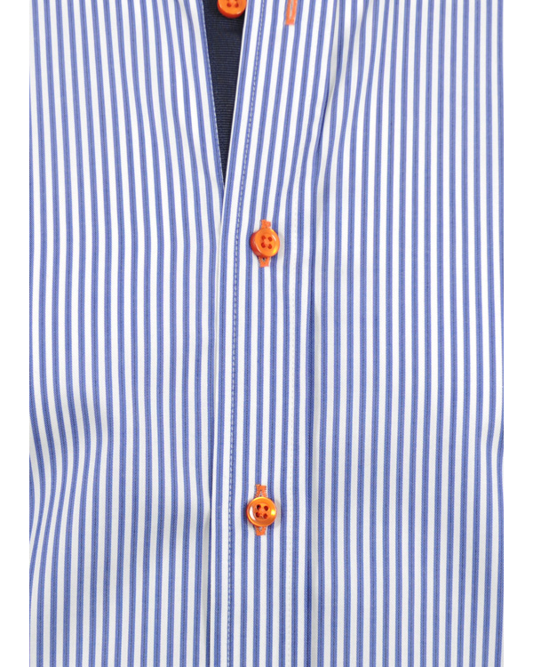 Herr | Skjortor | Oscar of Sweden | Slim Fit Skjorta Randig Blåvit Blommkontrast