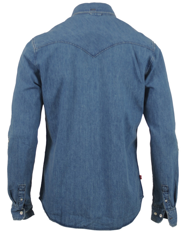 Herr | Skjortor | Levi's | Levis 2 Pocket Button Down Jeansskjorta Blue Shaed Mid