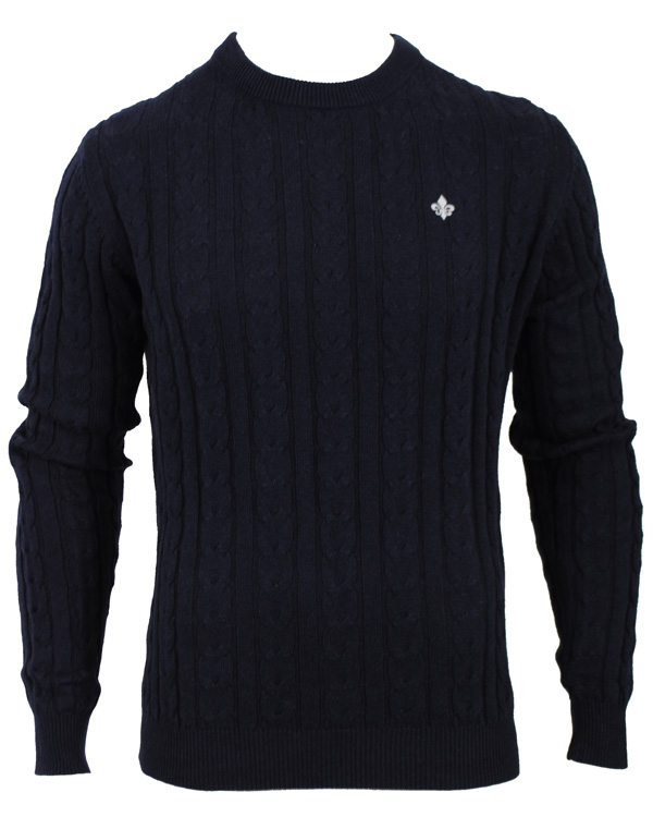 Herr | Tröjor | Morris | Biarritz Cable Pullover Navy