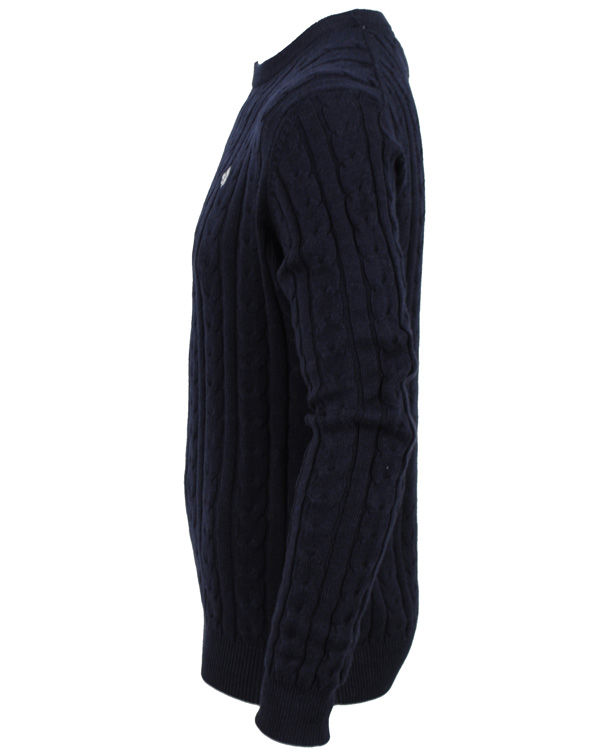 Herr | Tröjor | Morris | Biarritz Cable Pullover Navy