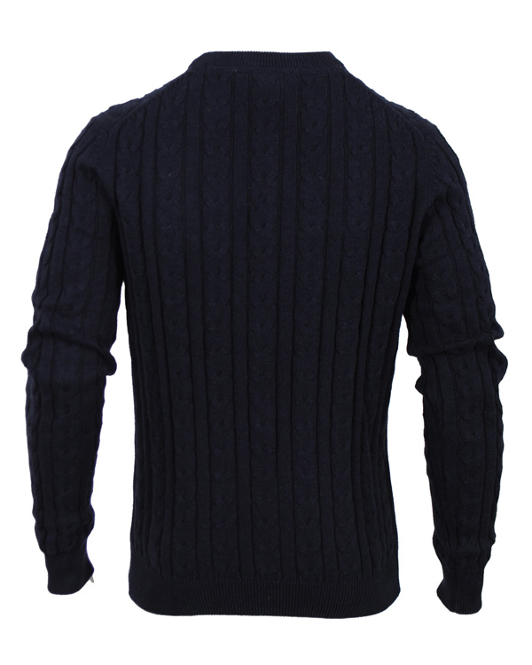 Herr | Tröjor | Morris | Biarritz Cable Pullover Navy