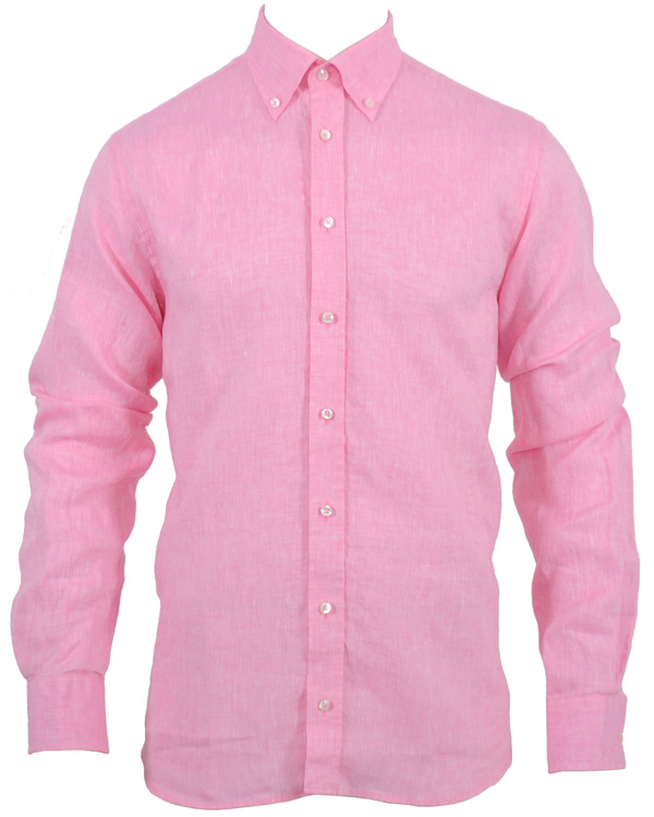 Herr | Skjortor | Oscar of Sweden | Oscar Slim Fit Skjorta Linne Rosa