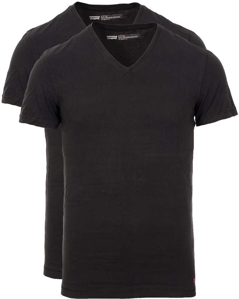 Herr | T-Shirts | Levi's | Levis 2 Pack V Neck Tee Black