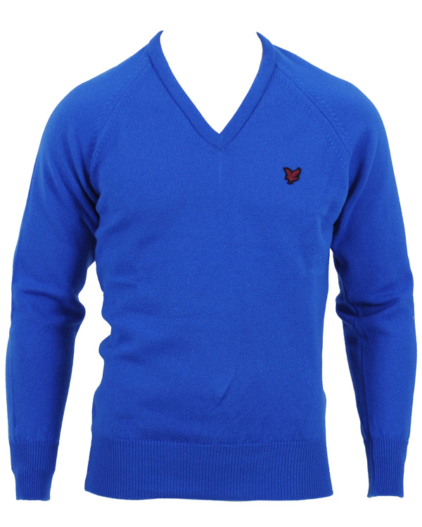 Herr | Tröjor | Lyle & Scott | Knitted V-Neck Pullover Snorkel Blue