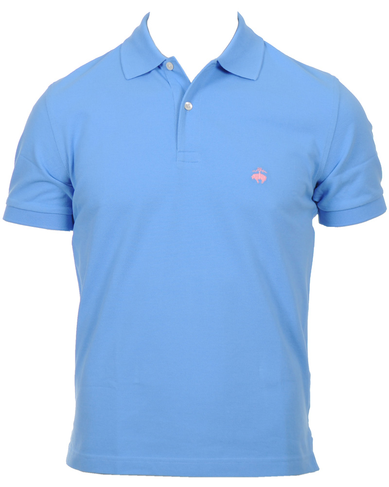 Herr | Pikéer | Brooks Brothers | Basic Gold Logo Piké Blue
