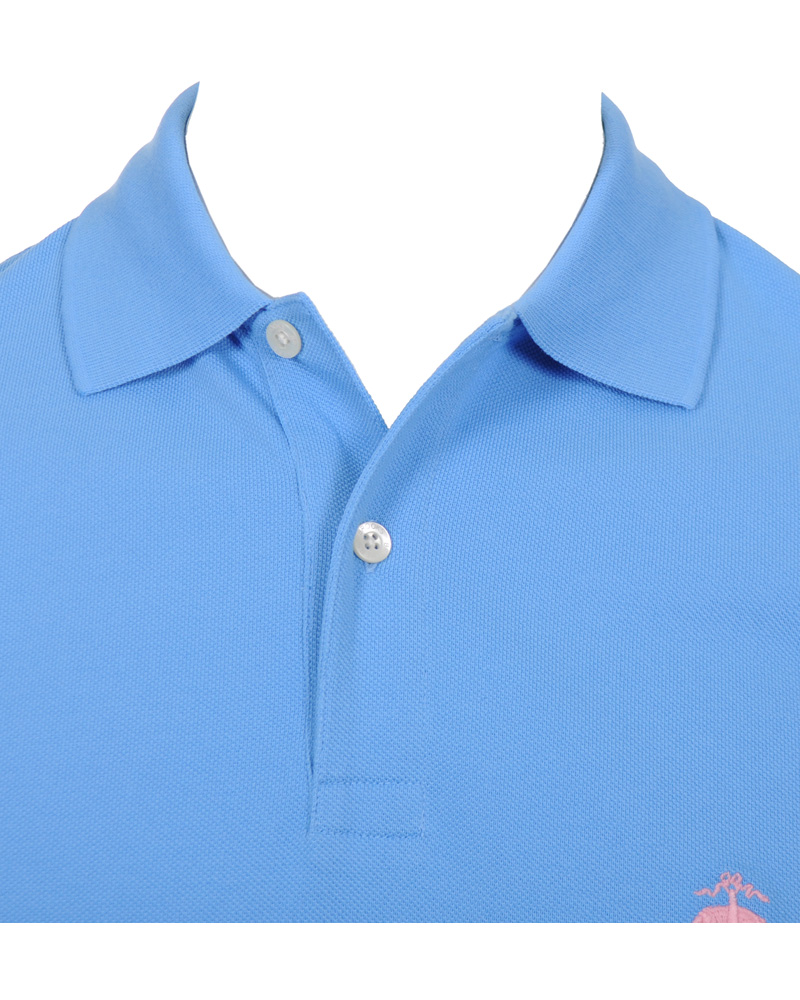 Herr | Pikéer | Brooks Brothers | Basic Gold Logo Piké Blue