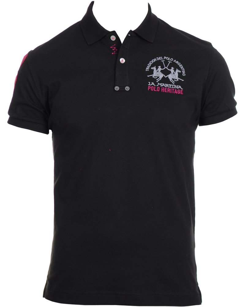 Herr | Pikéer | La Martina | Replica Piquet Stretch Black