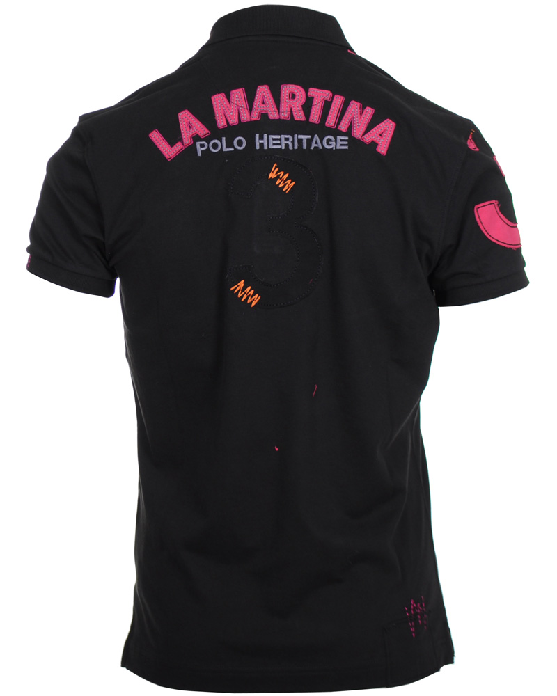 Herr | Pikéer | La Martina | Replica Piquet Stretch Black