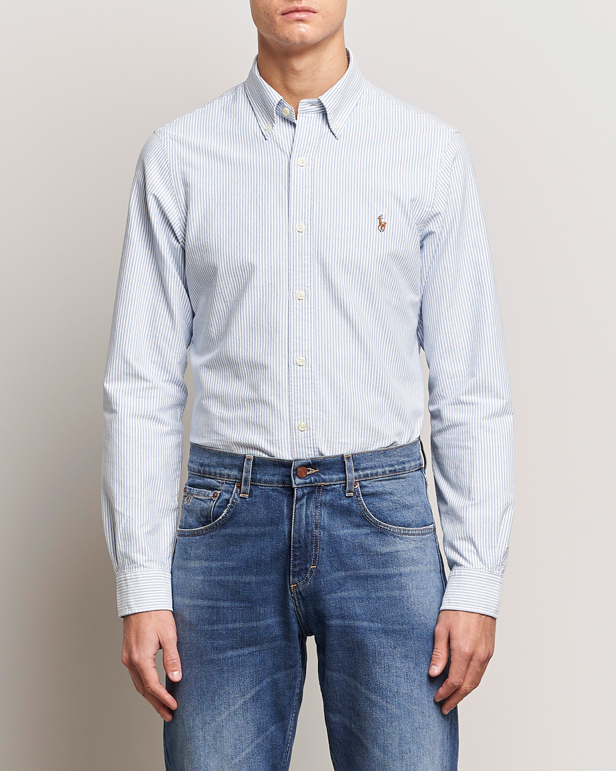 Herre |  | Polo Ralph Lauren | Slim Fit Shirt Oxford Stripes Blue