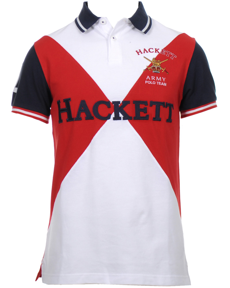Herr | Pikéer | Hackett | Army Polo Team Diamond Piké White/Red