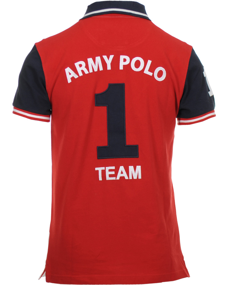 Herr | Pikéer | Hackett | Army Polo Team Diamond Piké White/Red