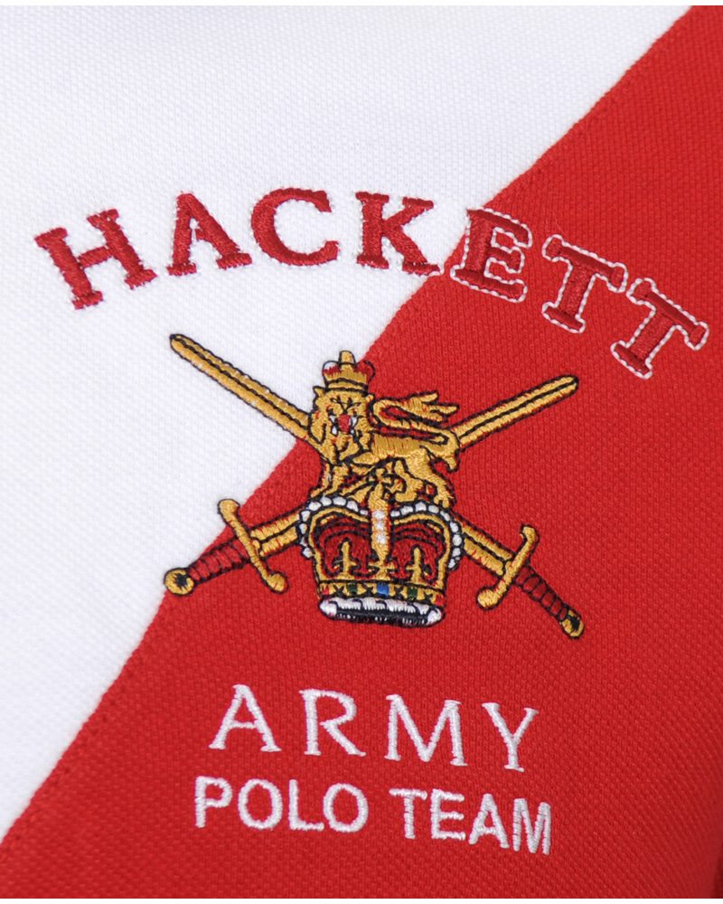 Herr | Pikéer | Hackett | Army Polo Team Diamond Piké White/Red
