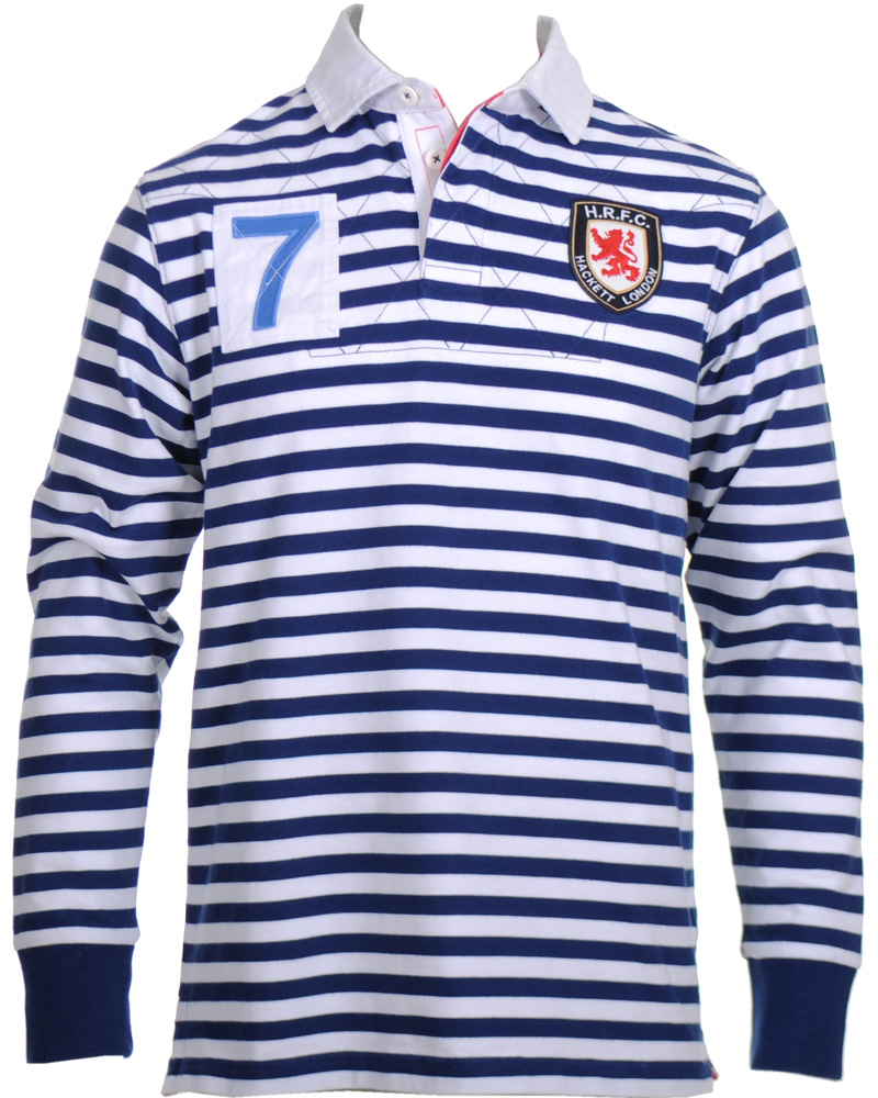 Herr | Tröjor | Hackett | London Quilt Stripe Rugger Blue/White