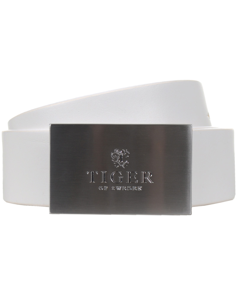 Herr | Tiger of Sweden Leather Logo Belt White | Tiger of Sweden | Leather Logo Belt White