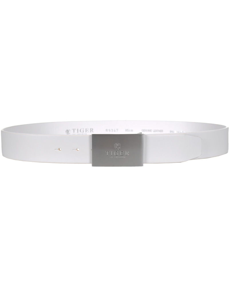 Herr | Tiger of Sweden Leather Logo Belt White | Tiger of Sweden | Leather Logo Belt White