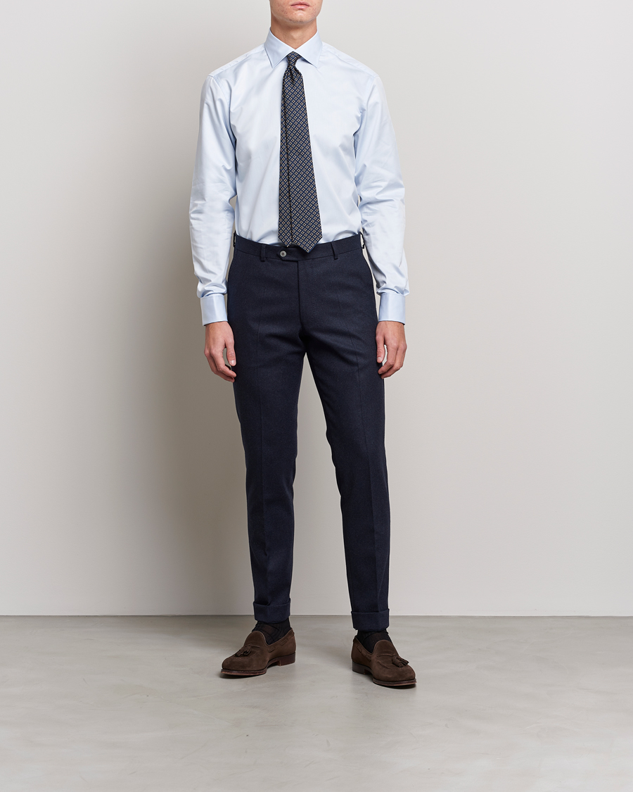 Herr | Business & Beyond | Stenströms | Fitted Body Shirt Double Cuff Blue