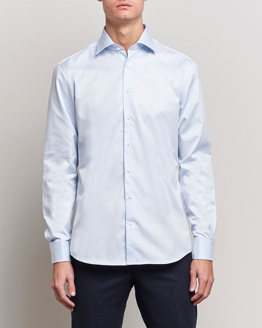 Herr | Mörk kostym | Stenströms | Fitted Body Shirt Double Cuff Blue