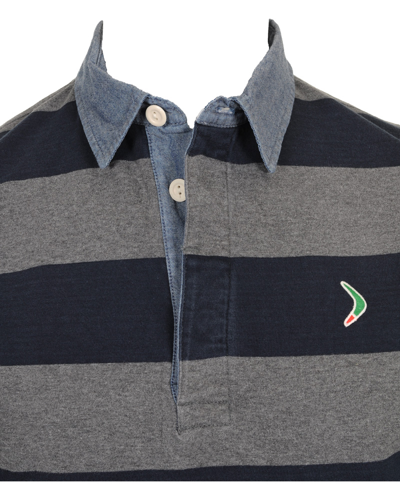 Herr | Tröjor | Boomerang | Rudolf Block Striped Rugby Grey Melange
