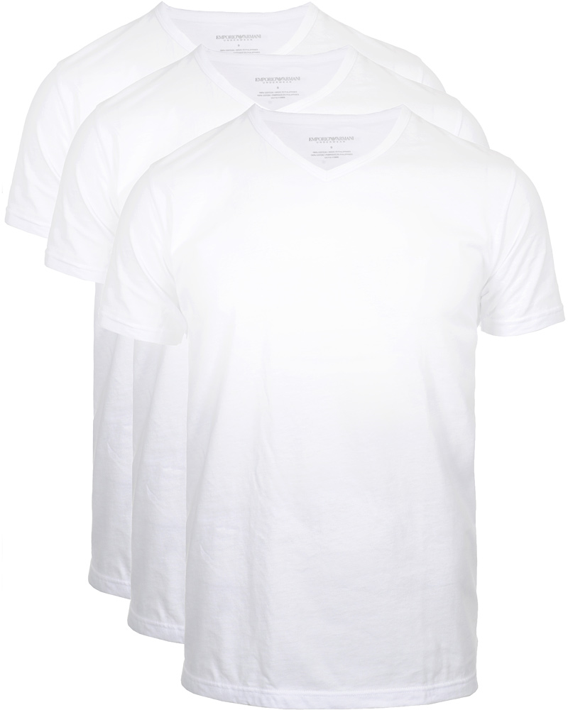 Herr | T-Shirts | Emporio Armani | 3-Pack Regular Fit V-Neck T-Shirt White