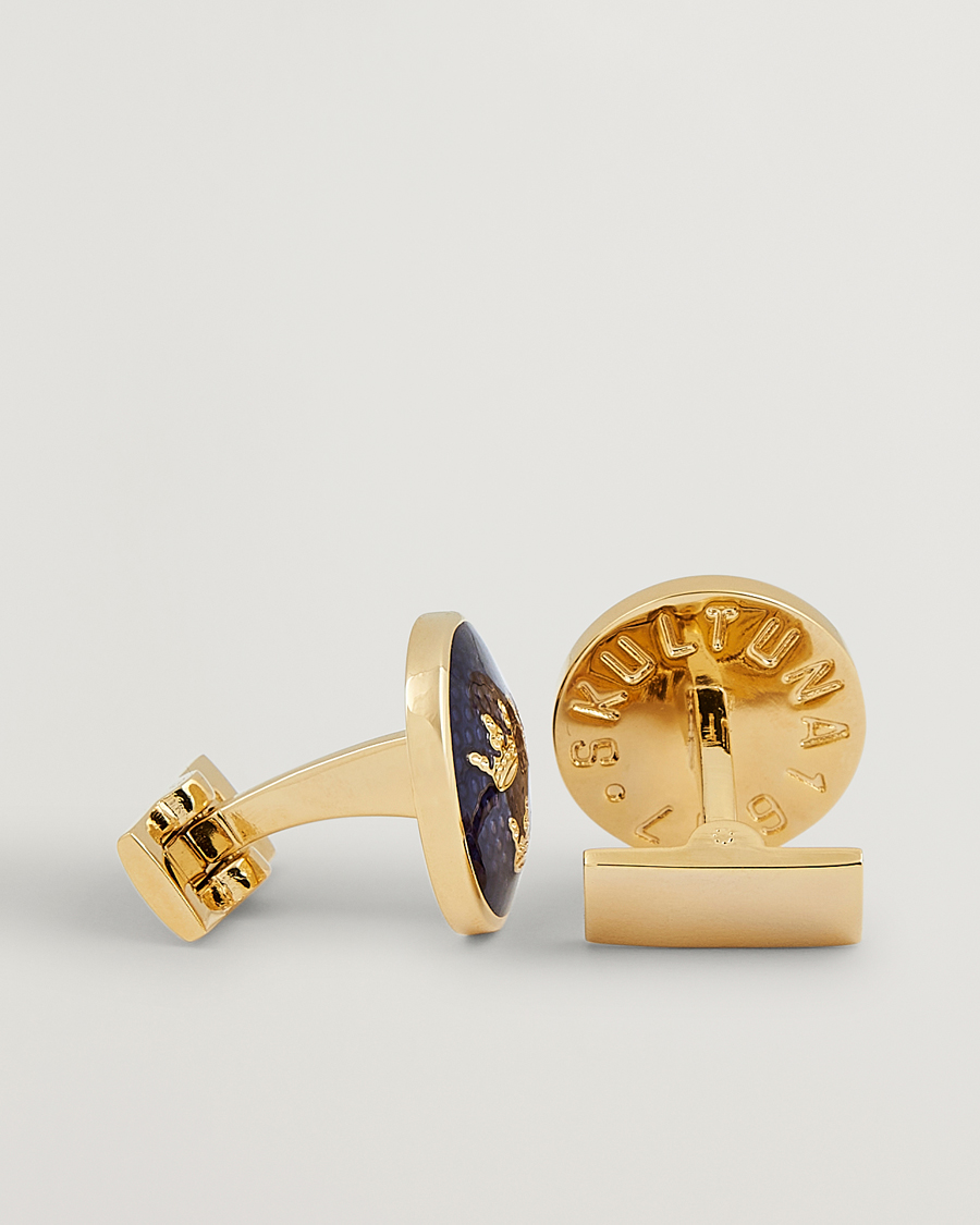 Herr | Skultuna Cuff Links Tre Kronor Gold/Royal Blue | Skultuna | Cuff Links Tre Kronor Gold/Royal Blue