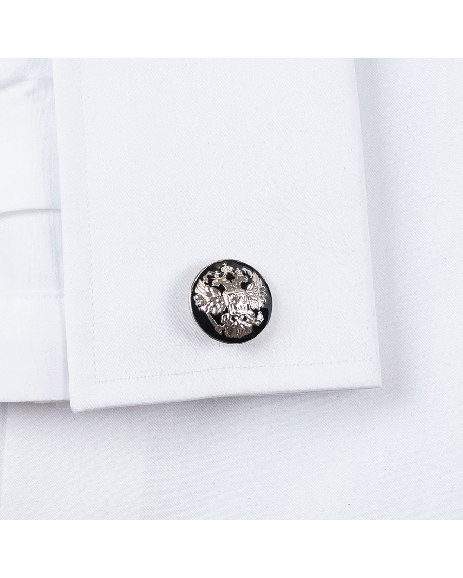 Herr | Skultuna Cuff Links The Double Eagle Silver/Black | Skultuna | Cuff Links The Double Eagle Silver/Black