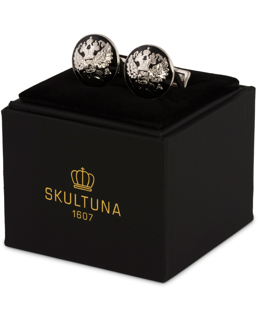 Herr | Skultuna Cuff Links The Double Eagle Silver/Black | Skultuna | Cuff Links The Double Eagle Silver/Black