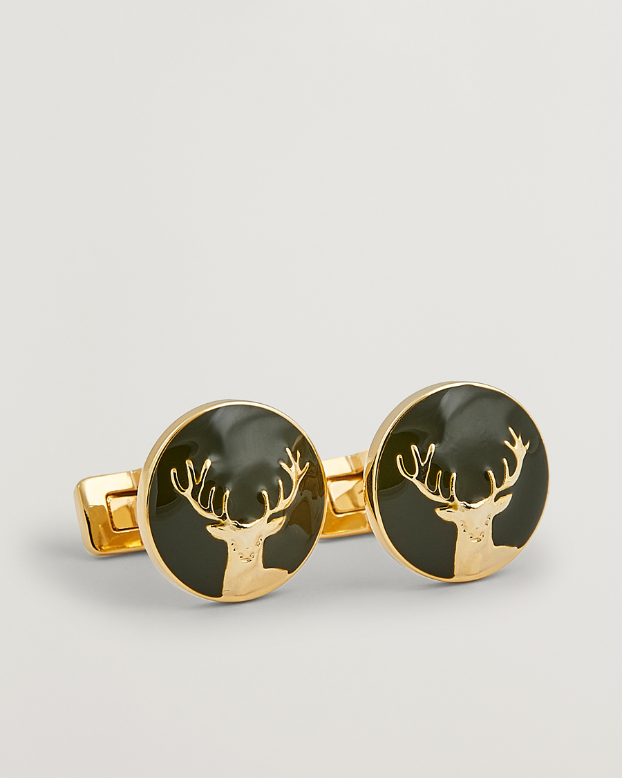 Herr | Manschettknappar | Skultuna | Cuff Links Hunter Dear Gold/Green