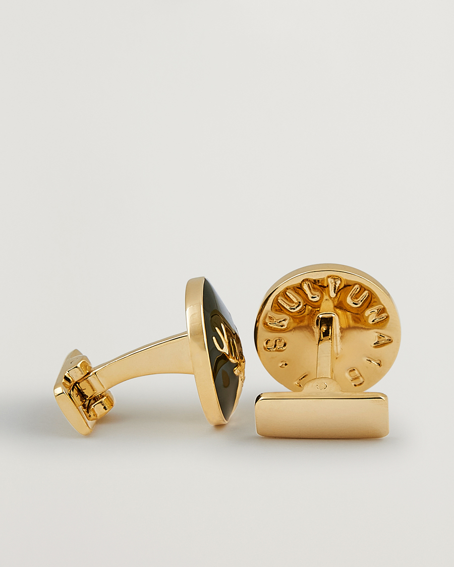 Herr | Black Tie | Skultuna | Cuff Links Hunter Dear Gold/Green