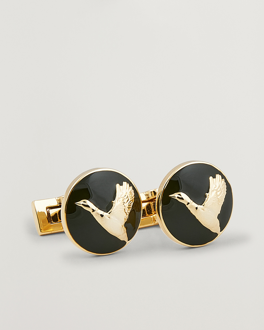Herr | Skultuna Cuff Links Hunter Flying Duck Gold/Green | Skultuna | Cuff Links Hunter Flying Duck Gold/Green