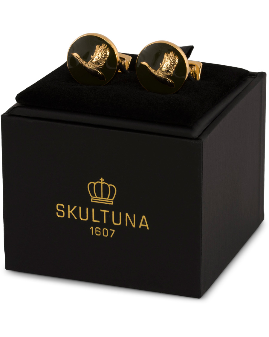 Herr | Skultuna Cuff Links Hunter Flying Duck Gold/Green | Skultuna | Cuff Links Hunter Flying Duck Gold/Green