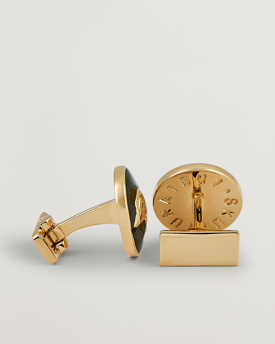 Herr | Black Tie | Skultuna | Cuff Links Hunter Wild Boar Gold/Green