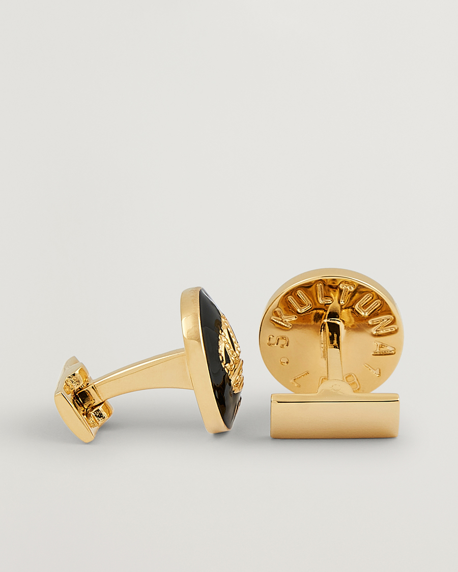 Herr | Black Tie | Skultuna | Cuff Links The Crown Gold/Baroque Black