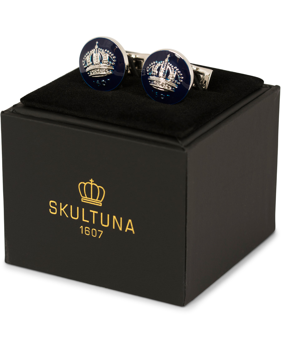 Herr | Manschettknappar | Skultuna | Cuff Links The Crown Silver/Royal Blue