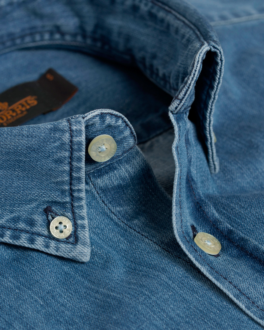 Herr | Skjortor | Morris | Cary Grant Denim Shirt Light Blue