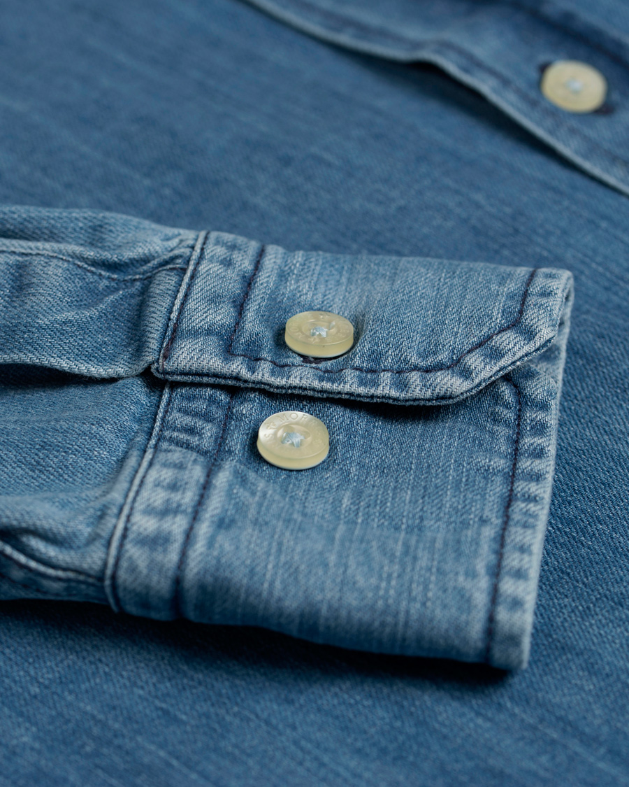 Herr | Skjortor | Morris | Cary Grant Denim Shirt Light Blue