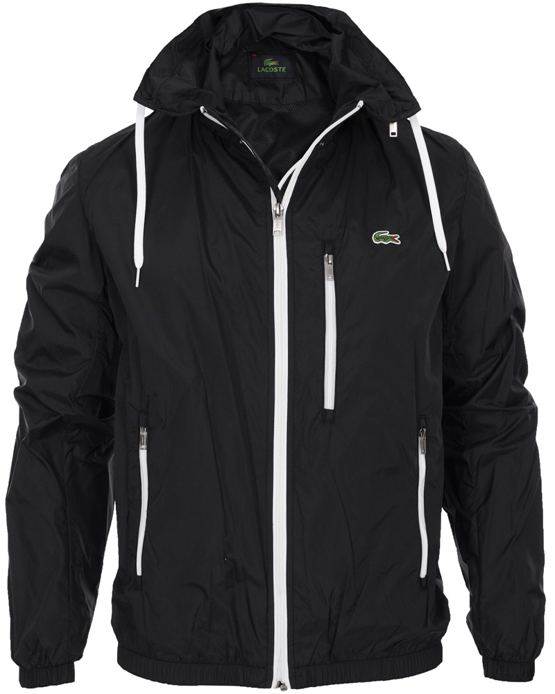 Herr | Jackor | Lacoste | Hood Windbreaker Jacket Black/White